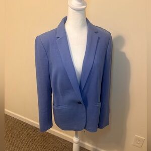 Talbots Aberdeen One Button Blue Knit Blazer Size 12